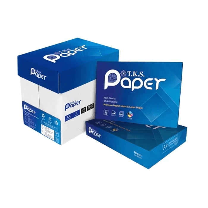 กระดาษถ่ายเอกสาร A4 70 แกรม T.K.S. Paper 2 รีม (1 รีม / 500 แผ่น) 
